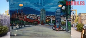 murales hotel amfores barcelona ciudad skyline